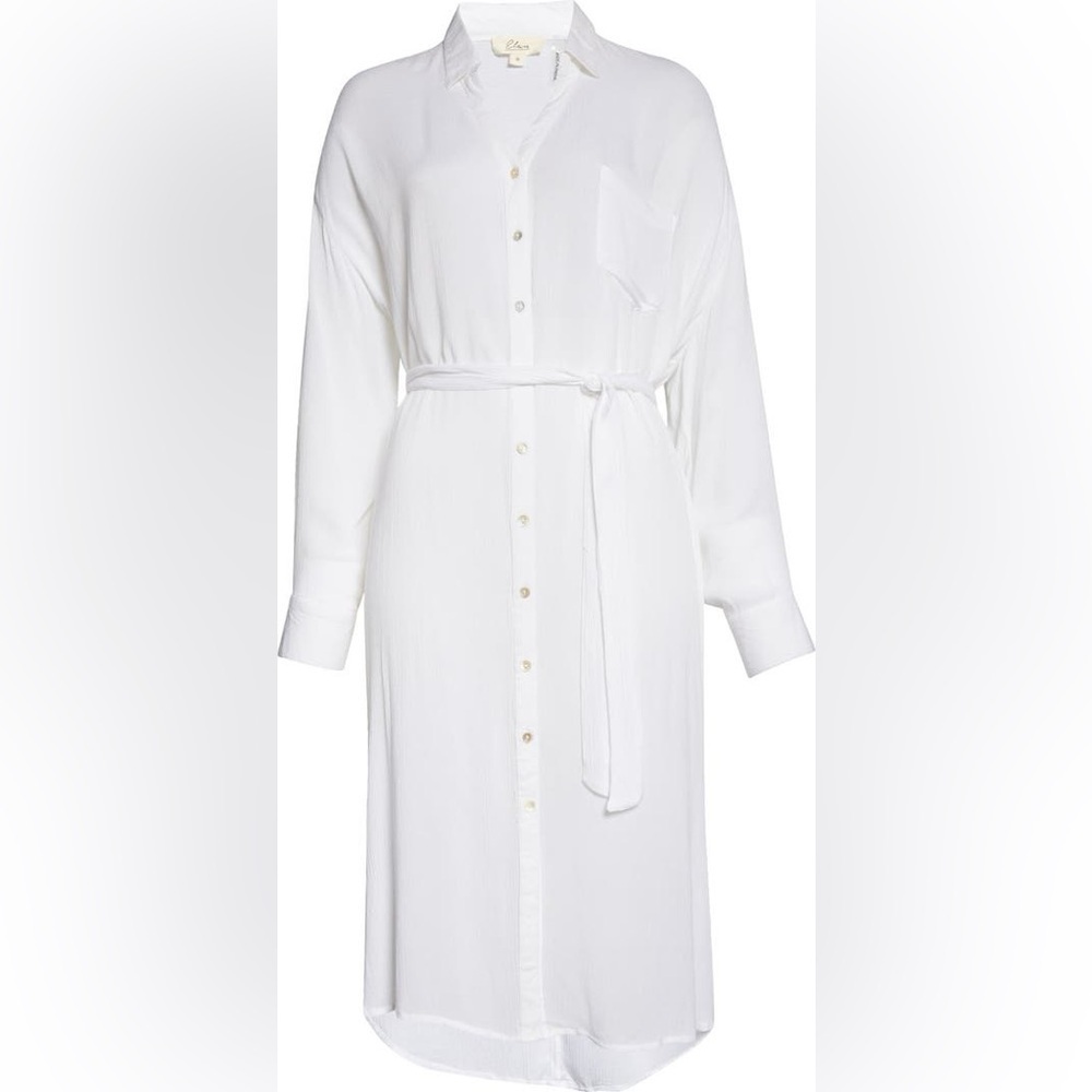 Elan Long Sleeve Shirtdress Coverup Belted White NWOT - Picture 5 of 14